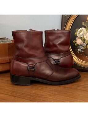 Vtg Breather Wright Arch Preserver 468 Leather Ankle Boot Men Sz 6.5 D Burgundy